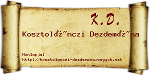 Kosztolánczi Dezdemóna névjegykártya